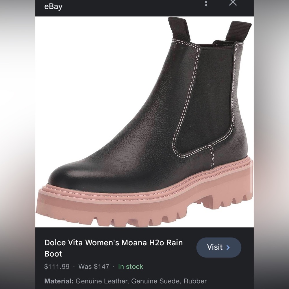 Brand new Dolce Vita womens Moana H20 rain boot in black and pink. Never worn